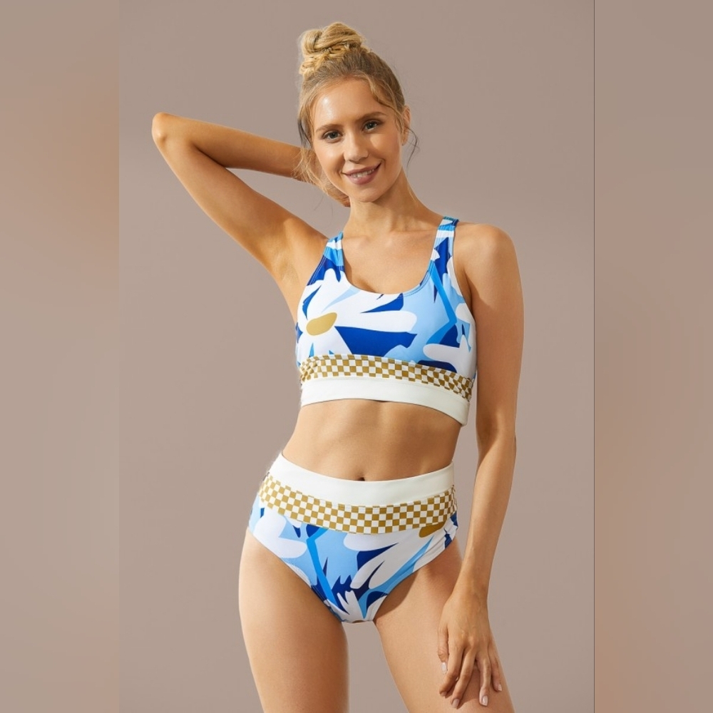 Seafancy Floral Blue and White Women's Swim Set